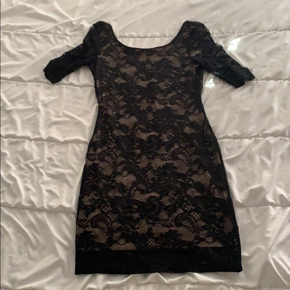 Lace, black dress